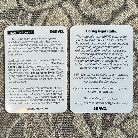 SERVD. HIS & HERS. The Hilarious Real-life Card Game. - Picture 3 of 10
